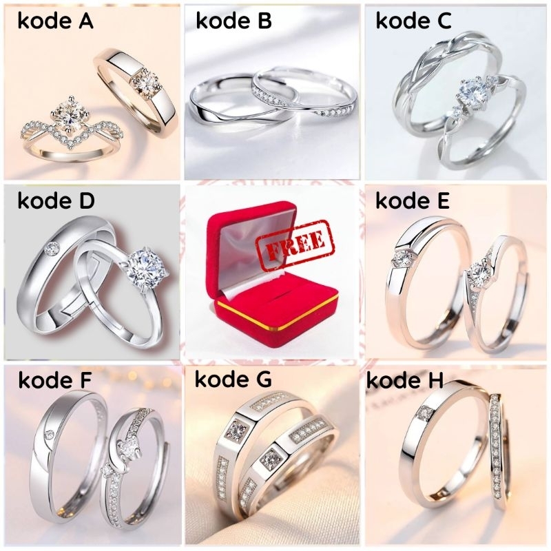 Cincin Couple Silver 925 /Cincin Pertunangan / Cincin Pernikahan / Wedding Ring/ Cincin Wanita / Free box