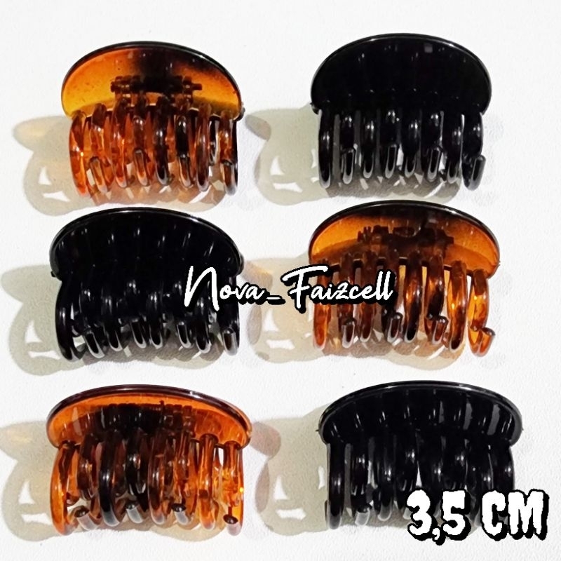 Jepit Rambut Glossy Hitam / Coklat Cakar mini 3,5cm Premium Jepitan Dewasa