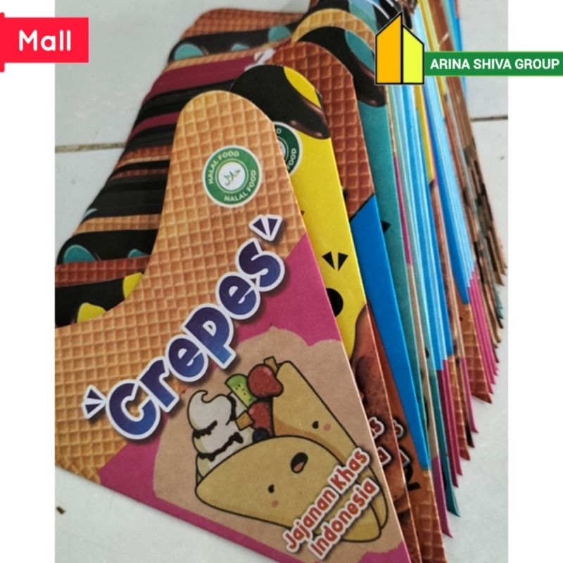 

100 LEMBAR KEMASAN CREPES 3D PAPER CRAFT SUPER QUALITY | KERTAS LEKER KREPES CRISPY HIGH QUALITY | BOX LEKKER WAFFLE CROFFLE PRODUK TERBARU | ARINA SHIVA GROUP 1885