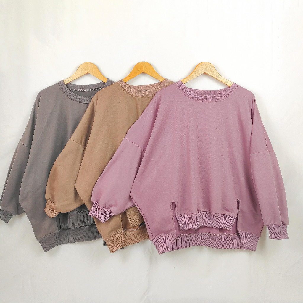 Sweater Oversize Battwing XXXL Belah Pinggir Big Size Jumbo Wanita Terbaru