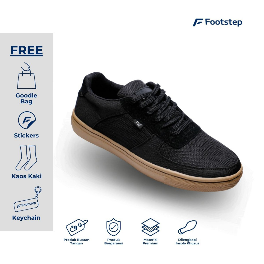 Footstep Footwear Sepatu Sneakers Casual Pria Nexon Original Sport Black Gum