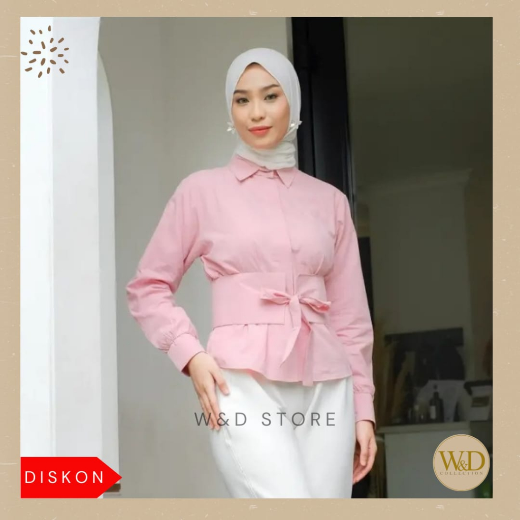 Kemeja Blouse wanita polos lengan panjang crincle airflow premium