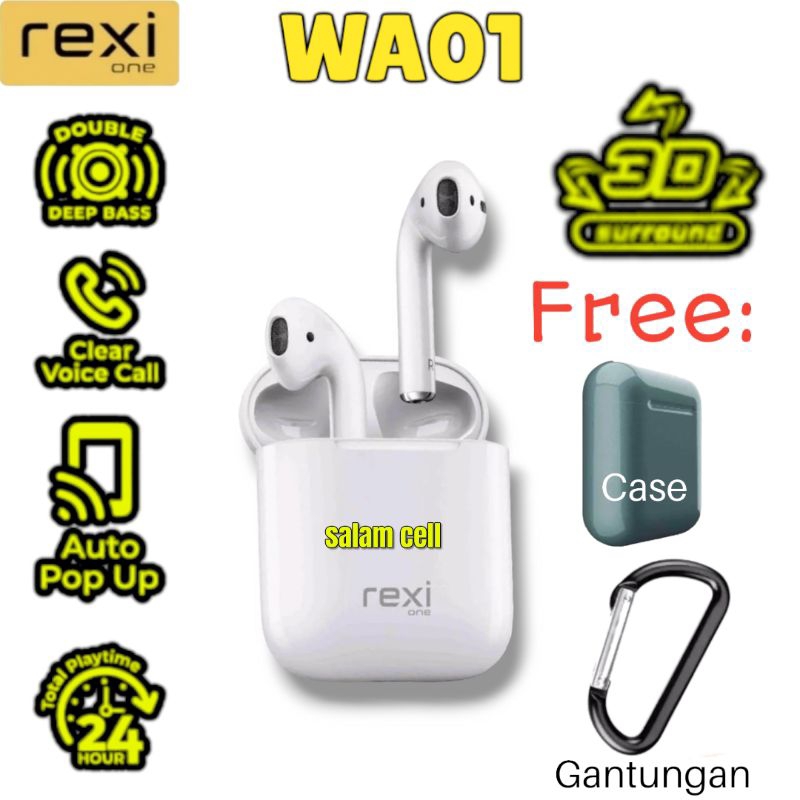 Headset Bluetooth REXI WA01 TWS Original Garansi Resmi