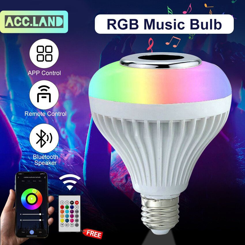 Speaker Lampu Bluetooth  (Bonus Remote) Wireless | GARANSI 6 BULAN Lampu music LED RGB | Bohlam speaker