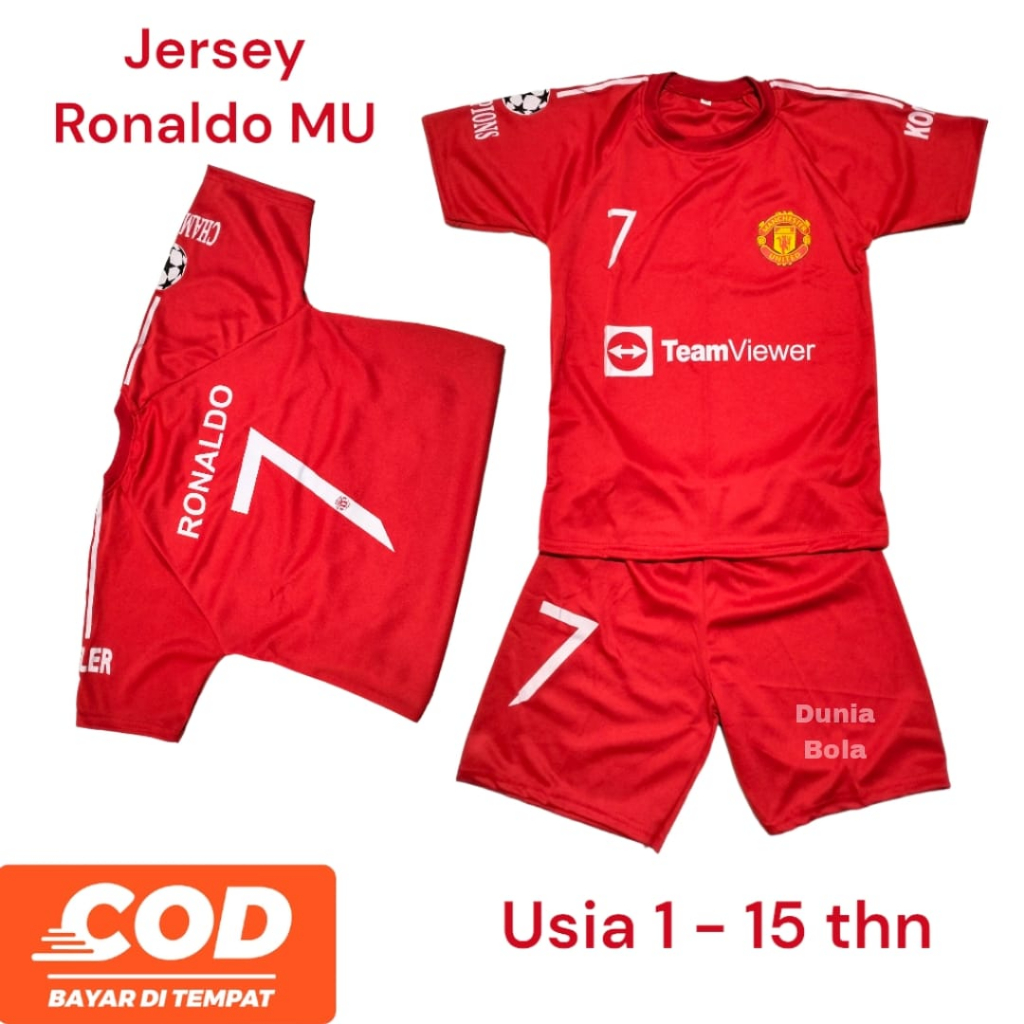 COD / SETELAN BAJU BOLA TERBARU 2023 KAOS ANAK LAKI LAKI TERMURAH PAKAIAN OLAHRAGA SEPAKBOLA KAOS FUTSAL PRIA RONALDO MERAH NEW