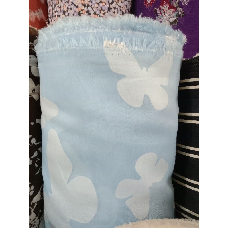 kain/bahan organza motif kupu-kupu / organza import korea