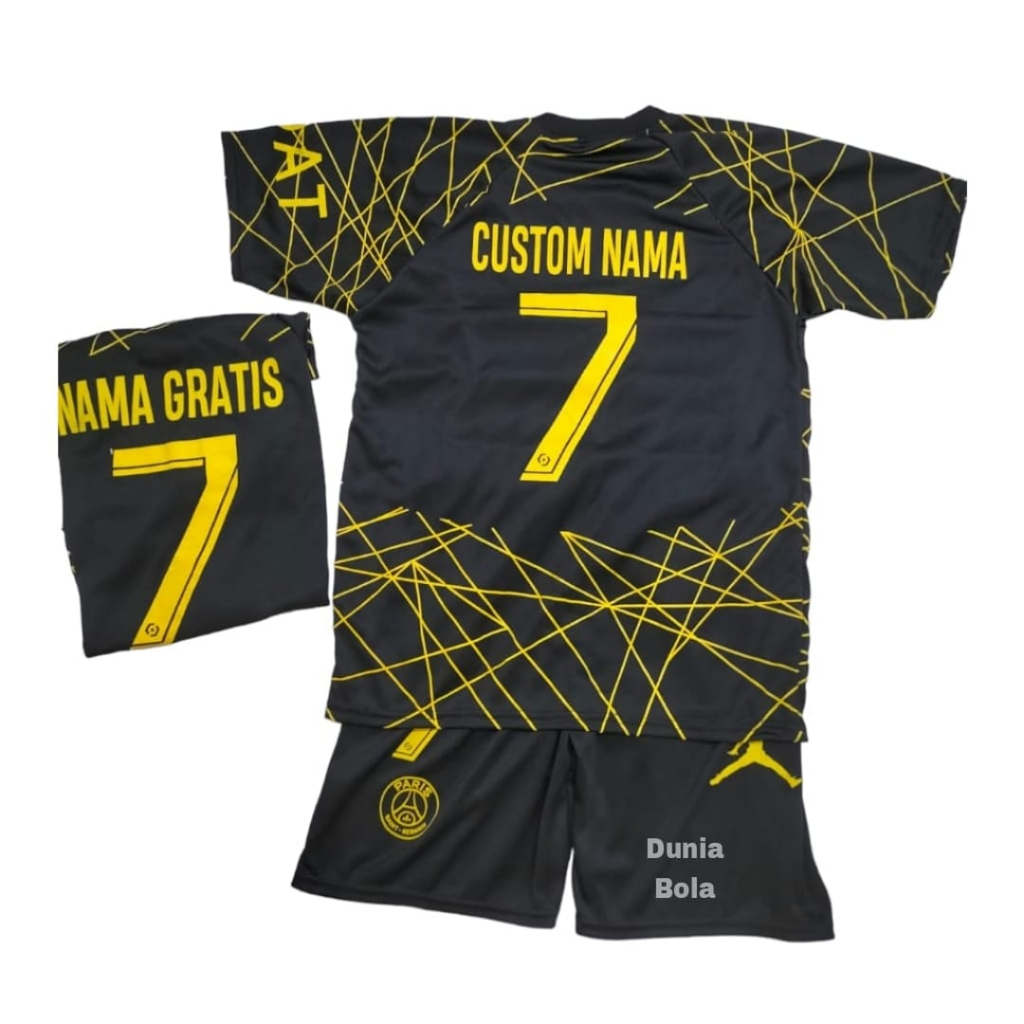 COD / SETELAN BAJU BOLA TERBARU 2023 KAOS ANAK LAKI LAKI TERMURAH PAKAIAN OLAHRAGA SEPAKBOLA KAOS FUTSAL MBAPPE BLACK CUSTOM NAMA FREE