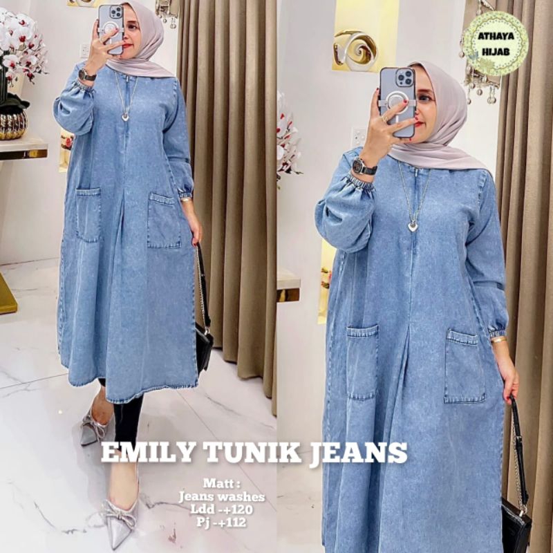 EMILI TUNIK JEANS ori by ATHAYA HIJAB