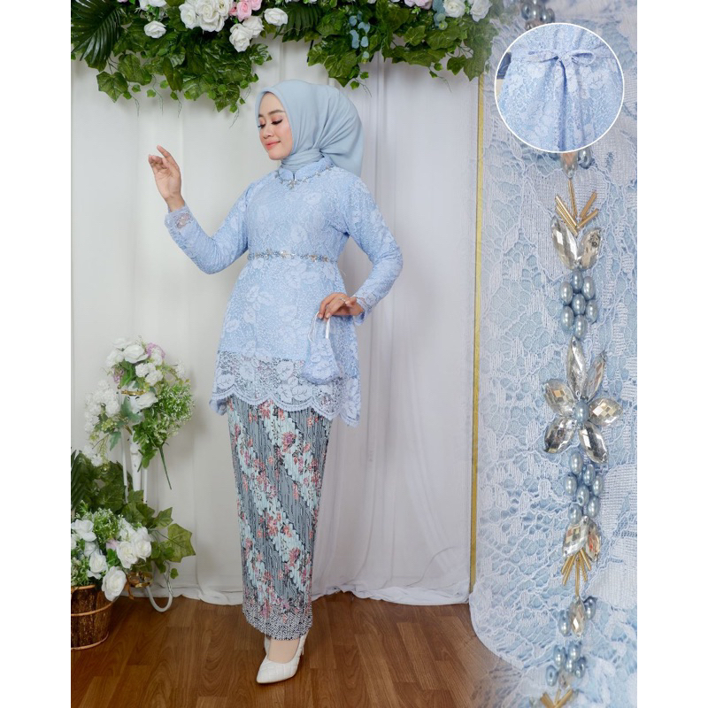 Permata Olshop / Setelan Kebaya Brukat Payet Marwah / Kebaya Brukat Modern / Kebaya Payet Mewah / Kebaya Wisuda / Kebaya Brukat / Kebaya Tunik Pesta