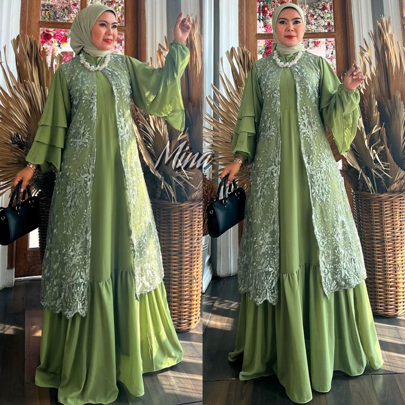 NEW PRODUK//GAMIS MINA (2 IN 1)//INNER+OUTER (JUMBO LD 120CM)//SERAGAMAN KELUARGA//BAJU PESTA LAMARAN//BAJU KEBARAN//KEBAYA WISUDA//BAJU KONDANGAN//KEBAYA MODERN//KEBAYA ORIGINAL//MAXI DRESS//GAMIS PESTA//GAMIS KAJOL//ORIGINAL By Mirajaya Kebaya