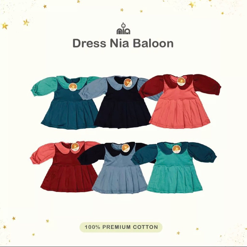 Nia Dress Balon Bayi Lengan Panjang