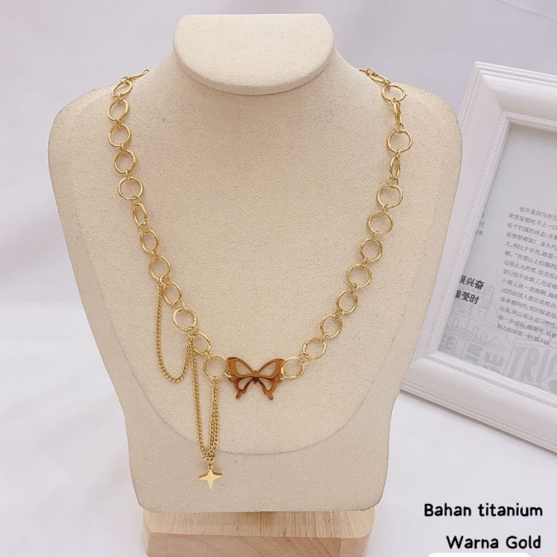 Kalung titanium asli Premium Quality Anti karat anti alergi kalung stainless steel  branded band tidak karatan TS-03