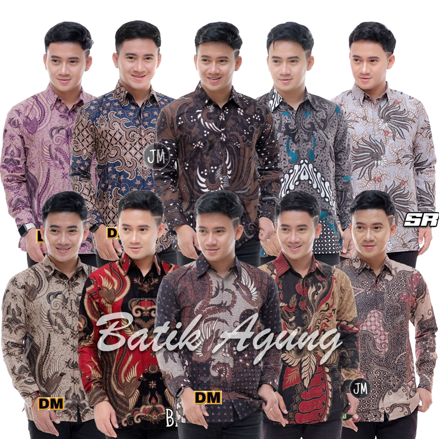 Baju Batik Seragam Kerja Pria Modern Keren / Atasan Batik Kondangan Lengan Panjang Pria Premium