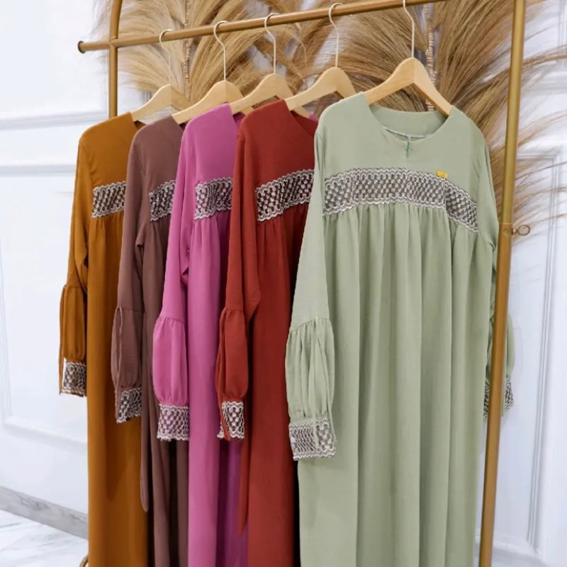 Gamis Renda Medina Terbaru Bahan Crinkle Airflow By Mall Indonesia