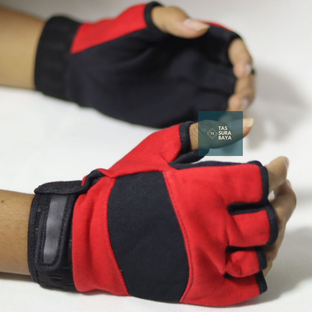 Sarung Tangan Polos Setengah Jari Hitam Sepeda Motor Pendek Premium Montor Jempol Pria Anak Wanita Original Ojol Buntung Glove Half Finger Touch Screen