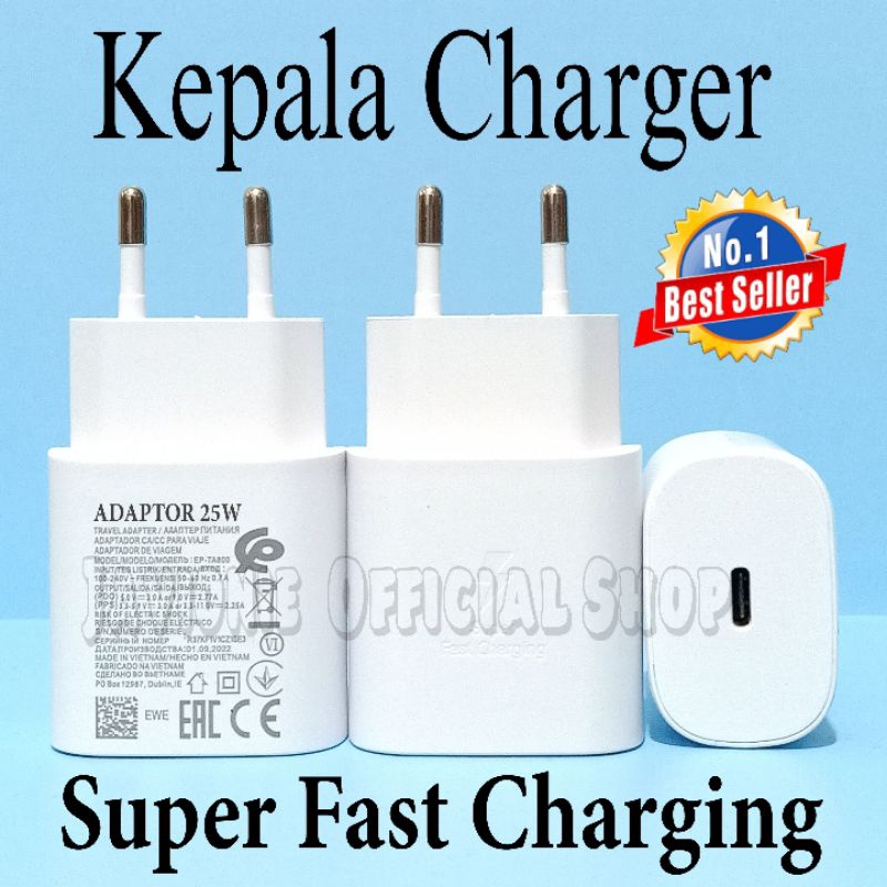 Adaptor Kepala Charger Casan S4MSUNG Galaxy A14 A24 A33 A34 A53 A54 A73 5G 25W USB C TO C Super Fast Charging