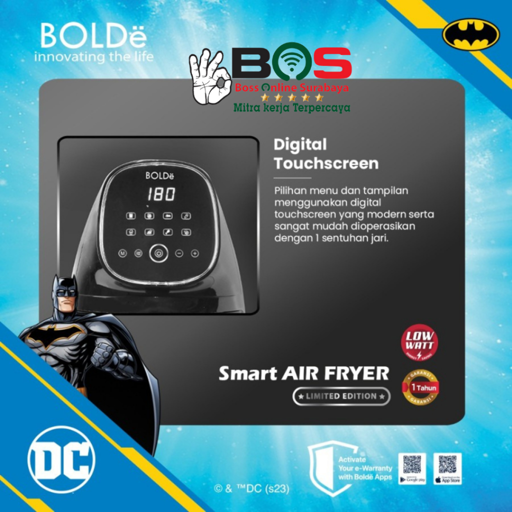 Bolde Smart Air Fryer Batman Air fryer Kapasitas 2.5L Bolde Air Fryer