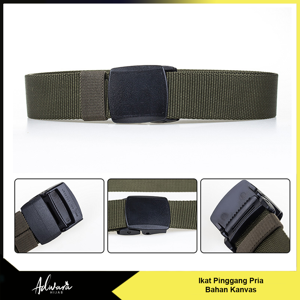 Sabuk Pria Canvas / Ikat Pinggang Anti Metal Detector / Tactical Military Belt