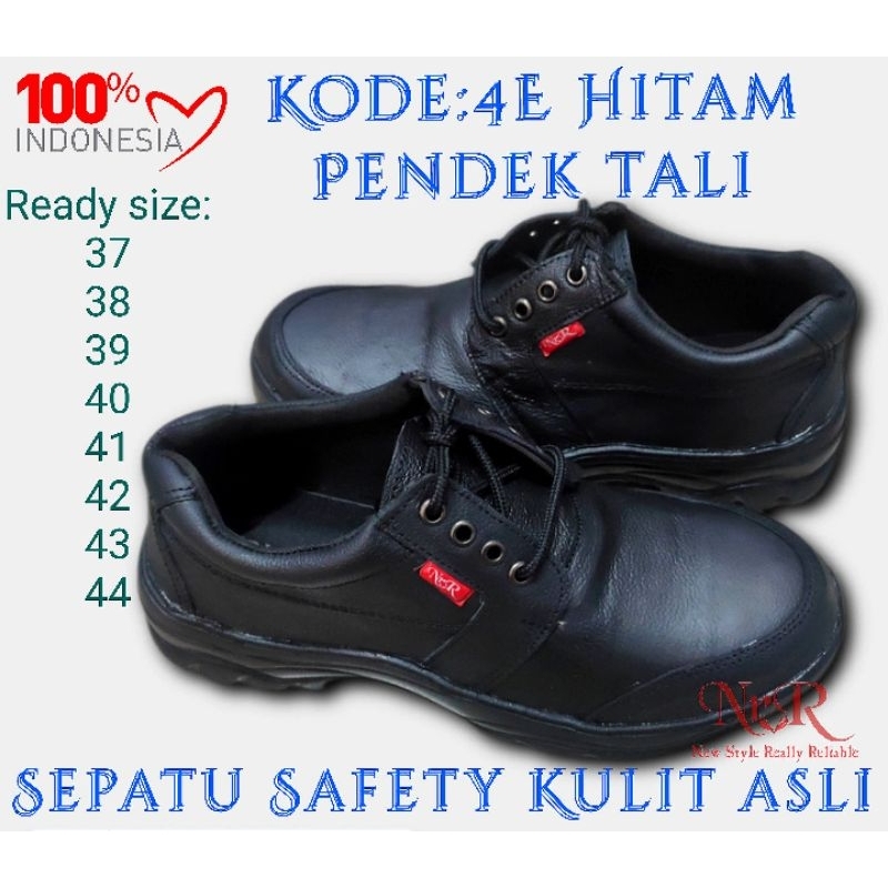 SEPATU SAFETY KULIT ASLI UJUNG DEPAN BESI SOL SUDAH DI JAHIT