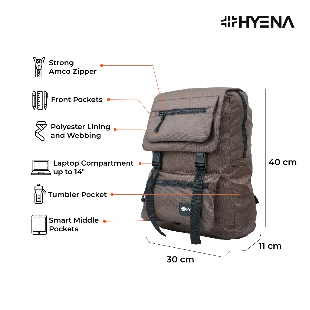 HYBRAND x Hyena [495] - Tas Korean Style Tactical Bag HYENA Ransel Kerja Sekolah Pria Wanita SMP SMA SMU Kuliah