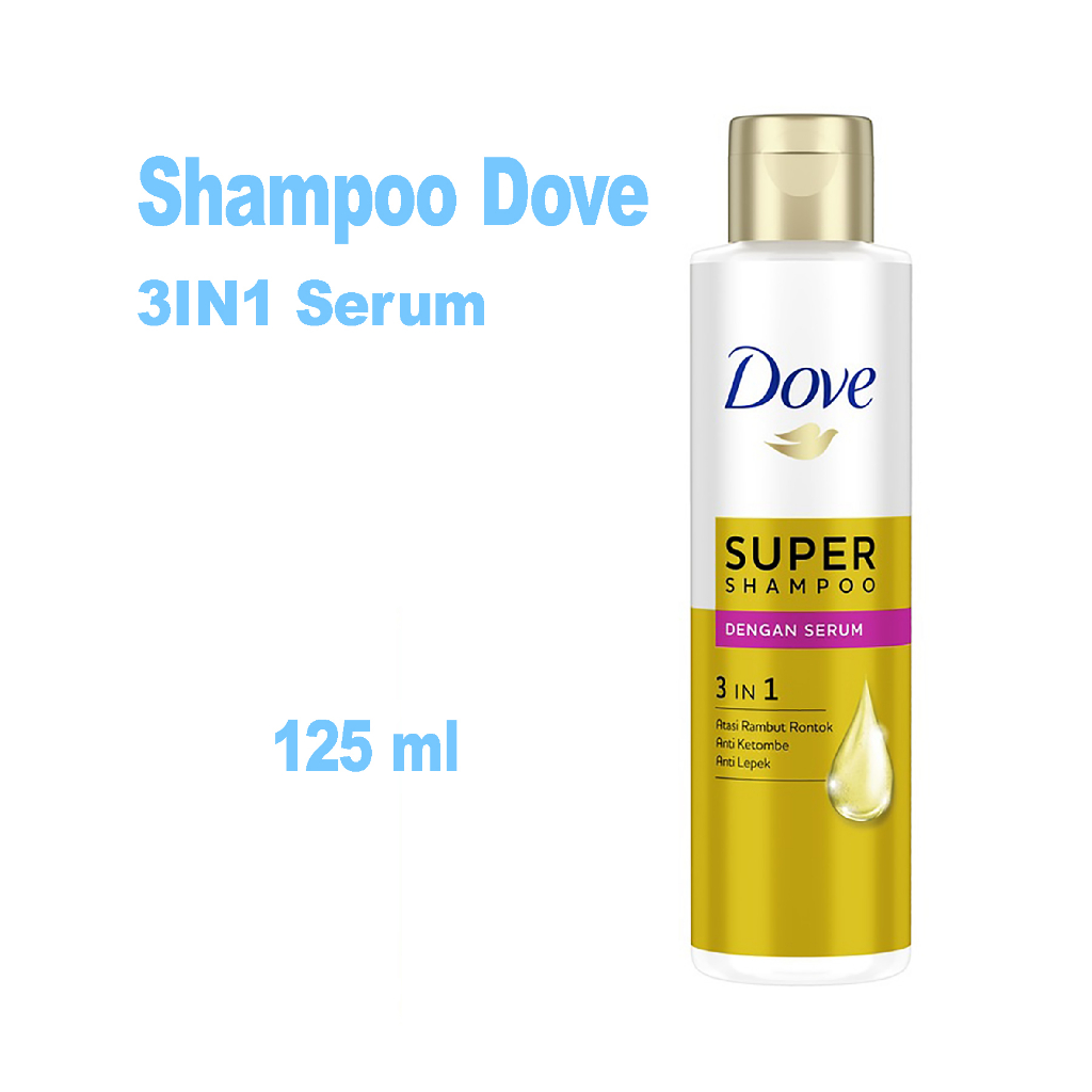 Dove 3 IN 1 SERUM Super Shampoo 125ml - Atasi Rambut Rontok, Ketombe, Rambut Lepek