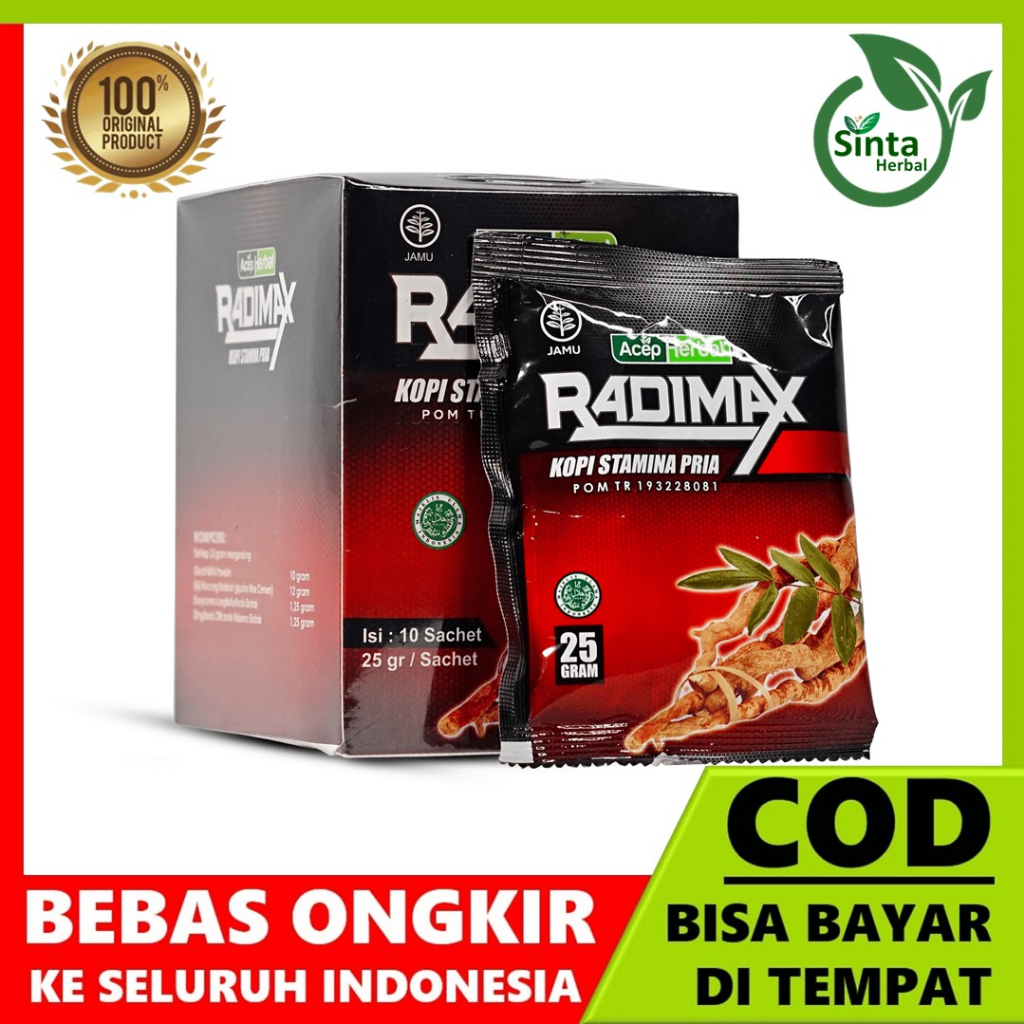 

RADIMAX Kopi Herbal Penambah Stamina Pria 100% Aman BPOM & HALAL - Isi 10 Sachet