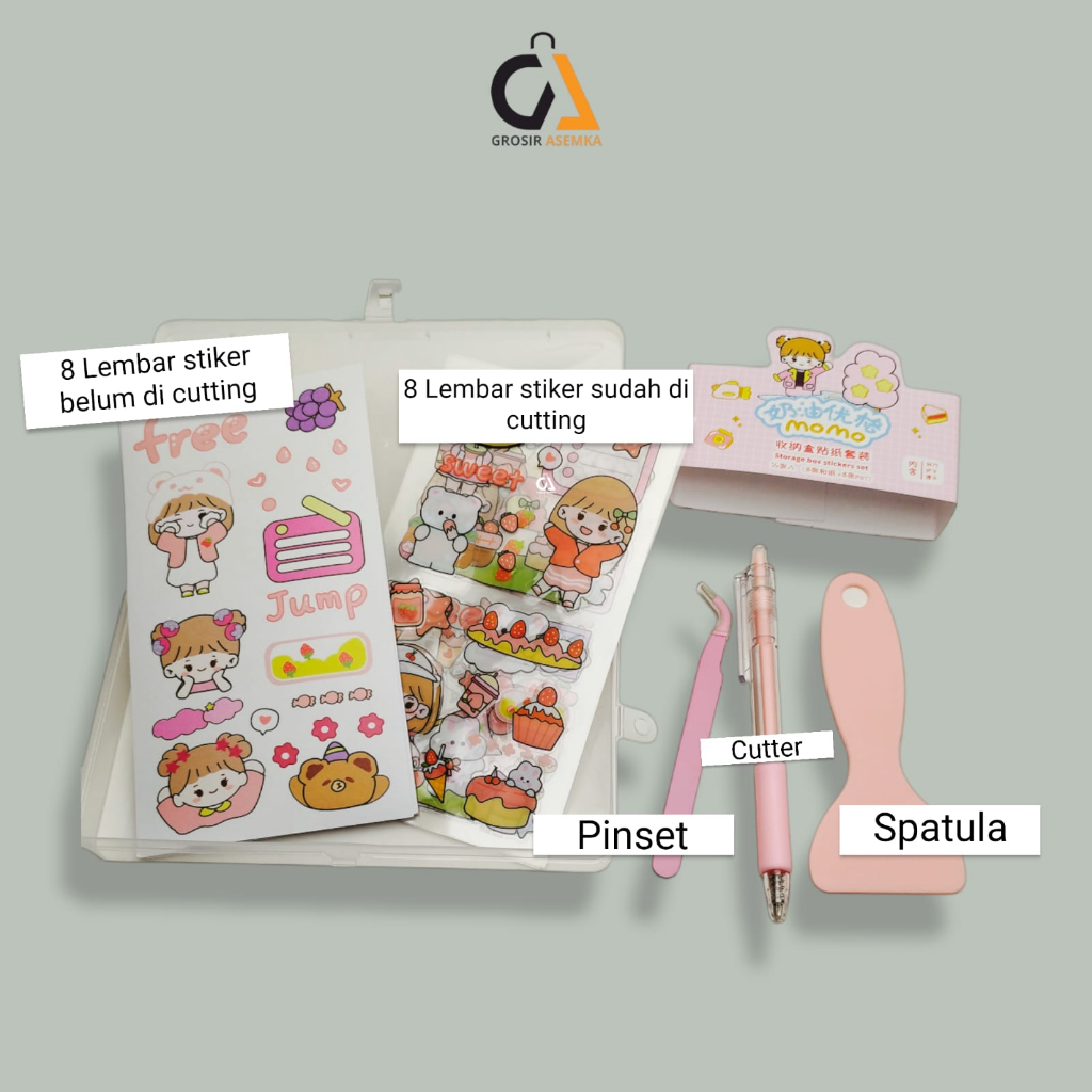 Stiker MOMO Set Spatula Alat Stiker Tangan Dengan Pinset Pisau Sekop Ukir Untuk Dekorasi Scrapbook Sticker Tool Set 19 Pcs