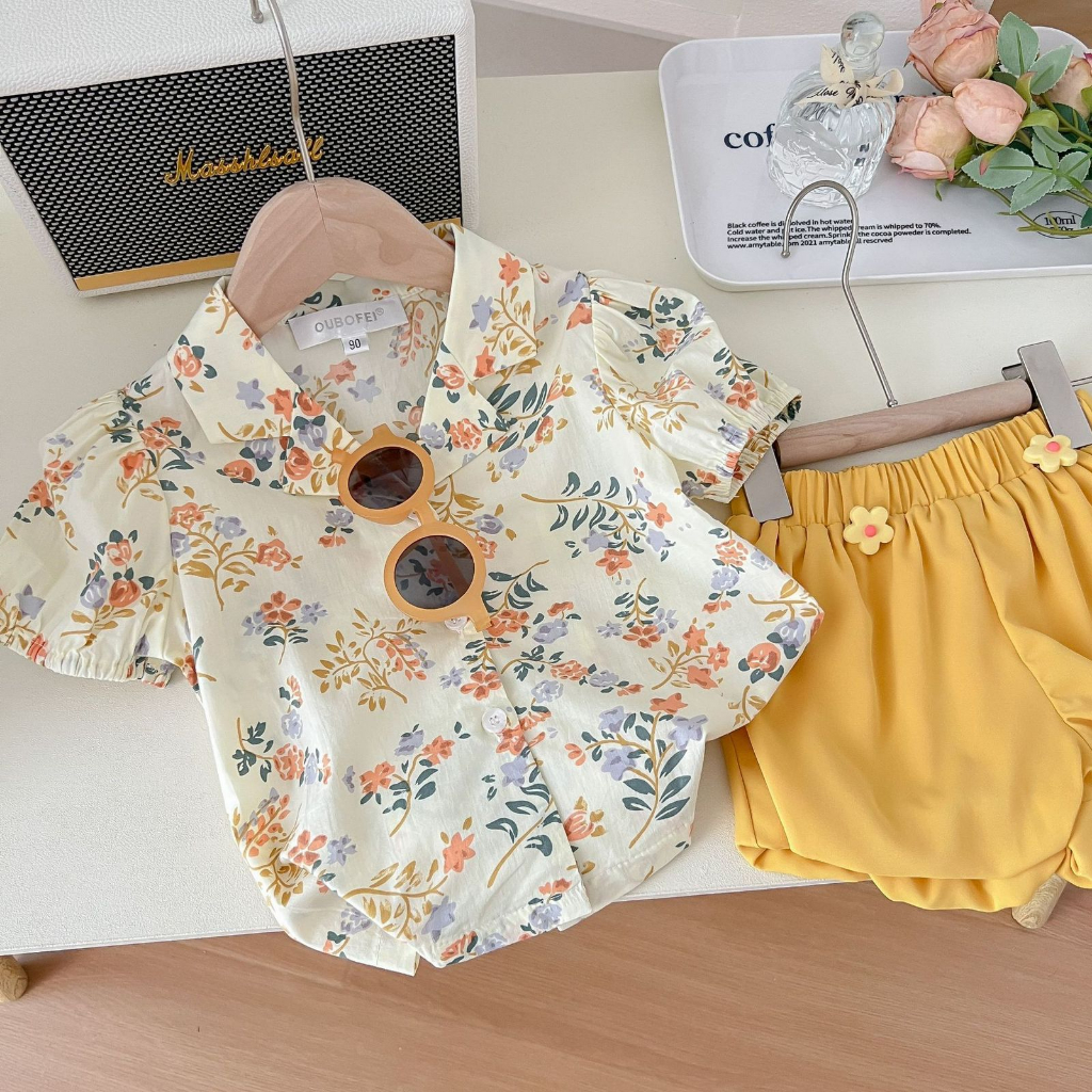 Setelan Anak Perempuan Celana Kuning Motif Buttercup