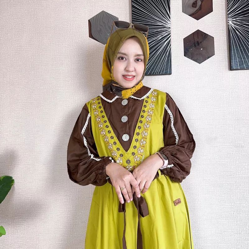 Gamis SHABRINA remaja dan dewasa kode BVR bordir cantik
