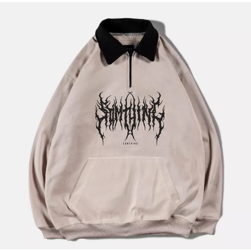Sweater Pria Rugby Berkerah Termurah Hitam Motif Gothic Casual Premium