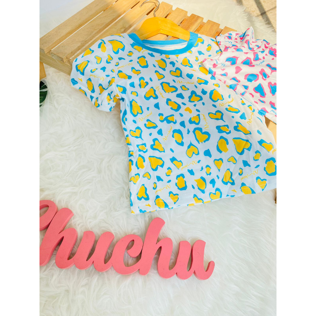 Kaos Anak Perempuan Kaos anak model korea, Kaos T-Shirt Baju Atasan untuk anak Perempuan motif LEOPARD Baju anak perempuan casual tee import 1- 5 tahun