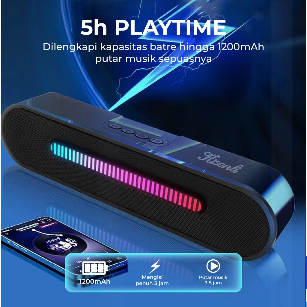 Speaker Bluetooth LED-916 Kisonli Mega Bass RGB Colorful Light 5.0 - ACS