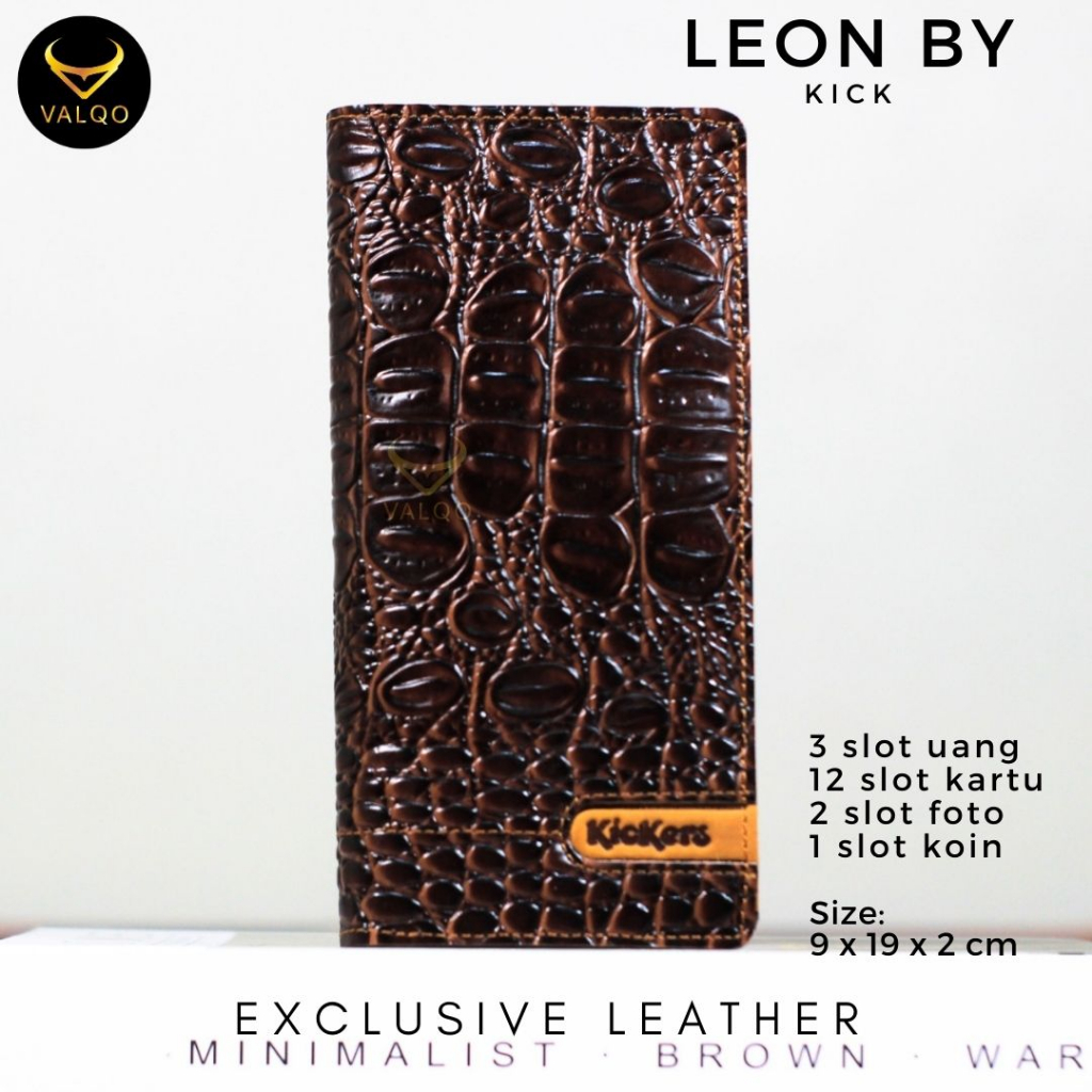 [VALQO] LEON CH Dompet Kulit Sapi Crazy Horse Pria Wanita 12 Kartu 2 Foto