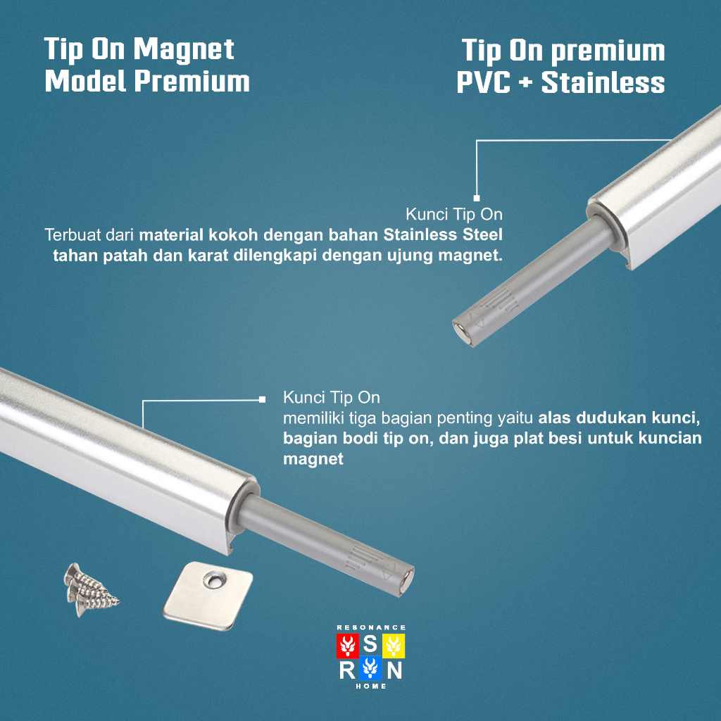 Push To Open Tip On Magnet Self Rebounder Premium Damper Catches Pintu Lemari Laci / Drawer Magnet Resonance Home