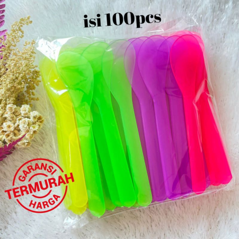 [100 pcs] Spatula Masker Besar Sendok Masker Plastik Warna Sendok Aduk Cream Krim