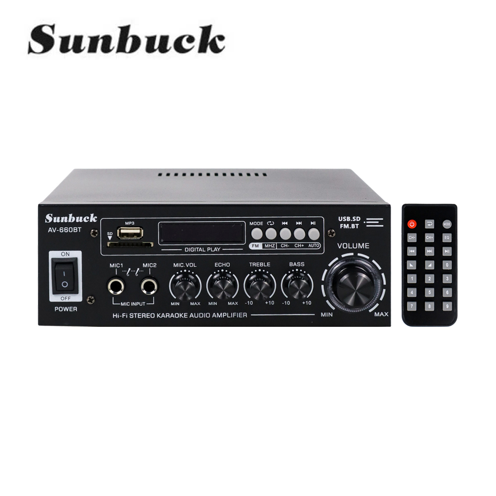 SUNBUCK AUDIO BLUETOOTH 5.0 DAC AMPLIFIER 2 CH REMOTE 2000W AV-660BT BLACK