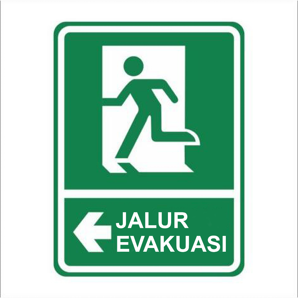 

SIGN STIKER JALUR EVAKUASI ARAH KANAN dan KIRI Uk. 30 x 45 CM RAMBU K3