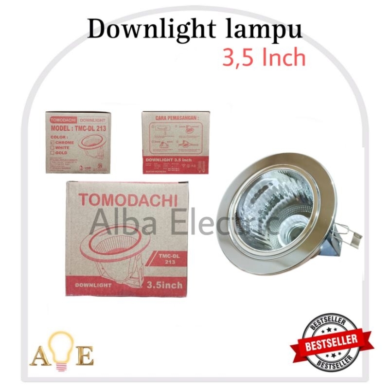 Kap Downlight 3,5 Inch Silver SNI Rumah Lampu Corong 3,5&quot; Chrome Tomodachi