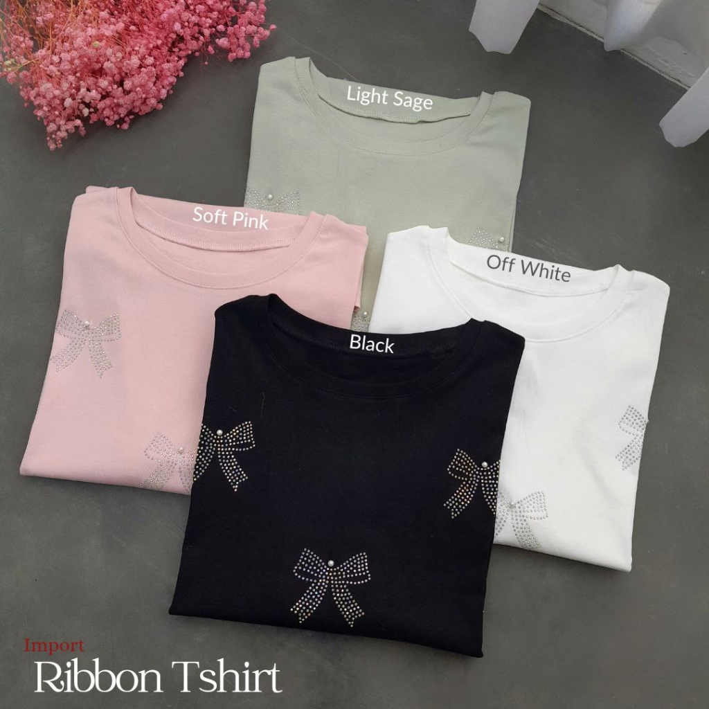 CallieTamami - A 6559 IMPORT Ribbon Tshirt ( Blink blinknya aman ga akan cepat copot )