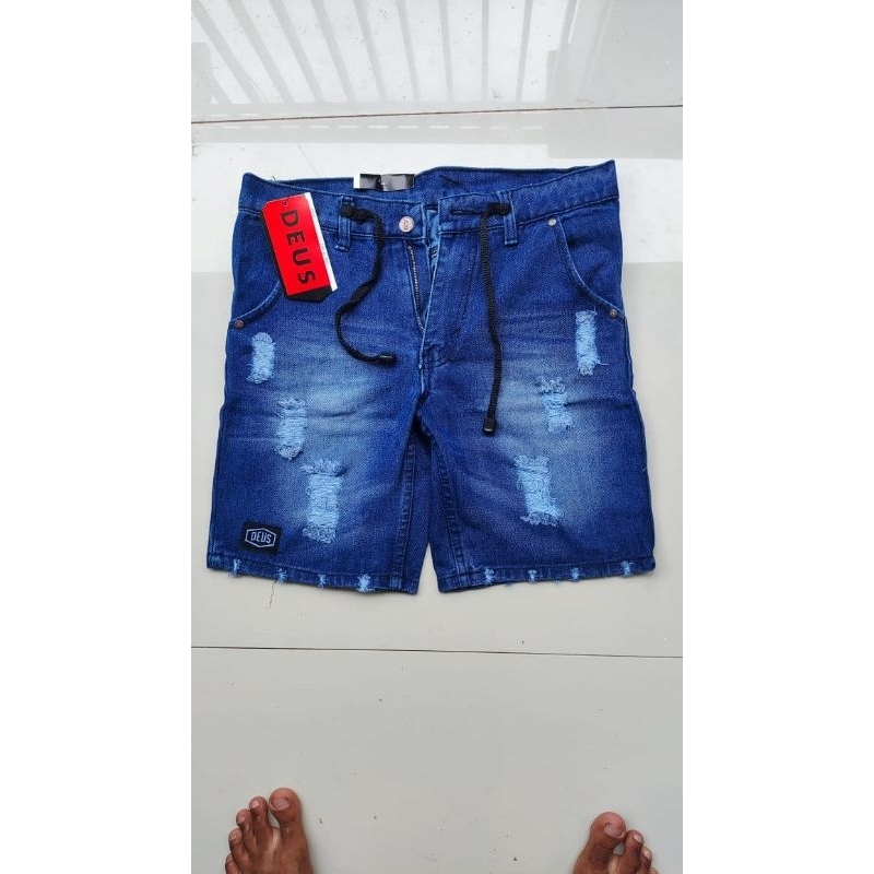 Celana Pendek Pria Bahan Jeans Sobek Ukuran Jumbo Tebal Trendy Terlaris (28-33)