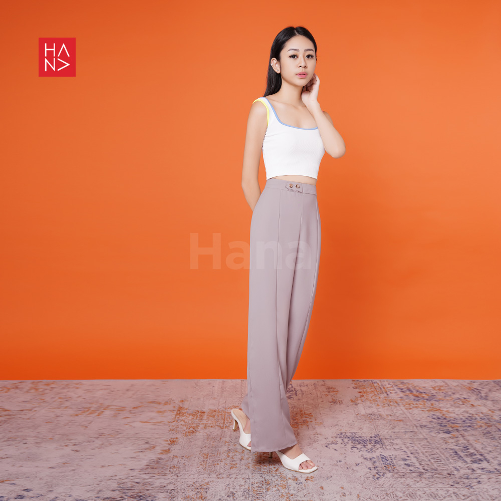 Hana Fashion - Levin Loose Pants Celana Panjang Kulot Flowy Wanita - LP200