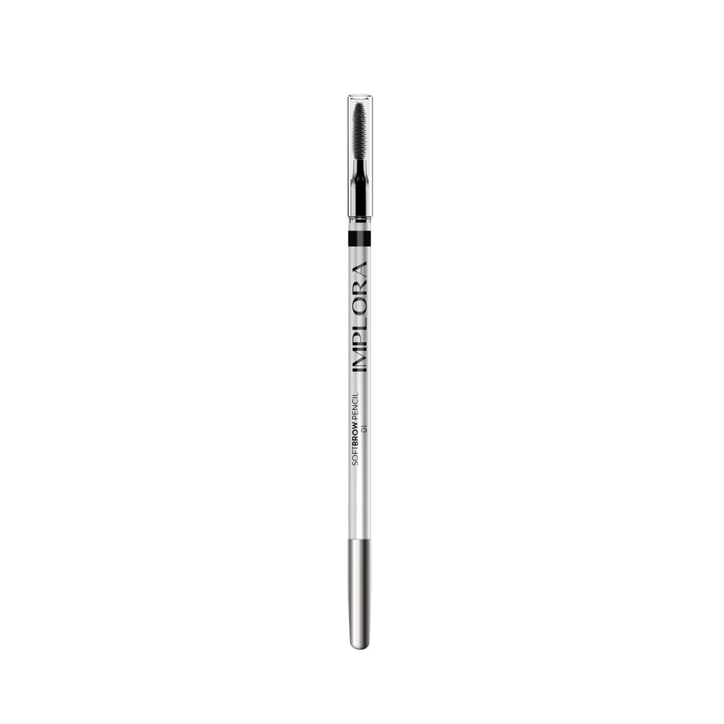 Implora Eyebrow Pencil 2 IN 1 Soft Black (PENSIL + SERUTAN + SIKAT) | Pensil Alis Implora 2 IN 1