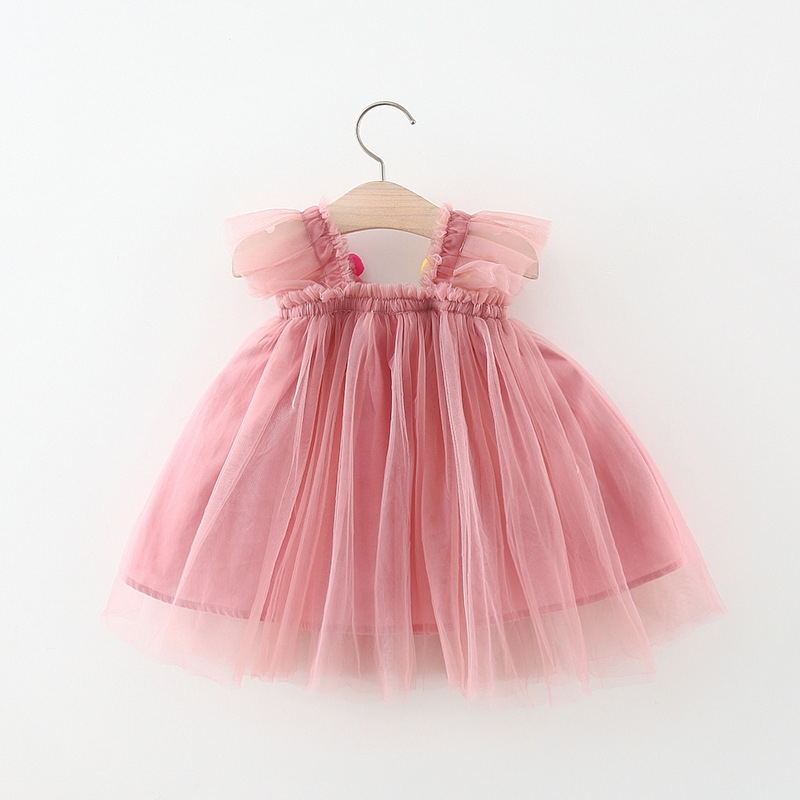 Dress Tile Import Anak Perempuan Gaun Pesta Mini Tutu Pink Tulle