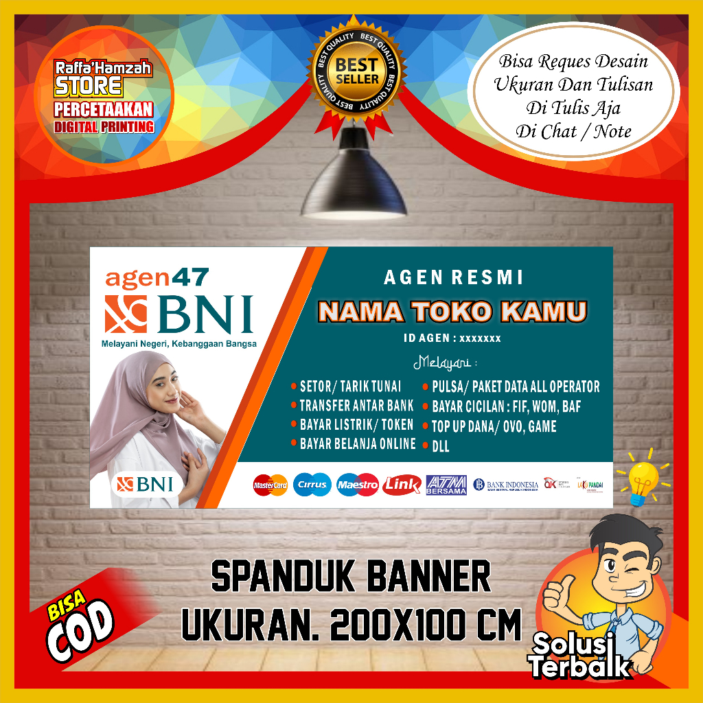 SPANDUK AGEN BNI LINK, BANNER AGEN BNI LINK, AGEN BNI 46 TERMURAH