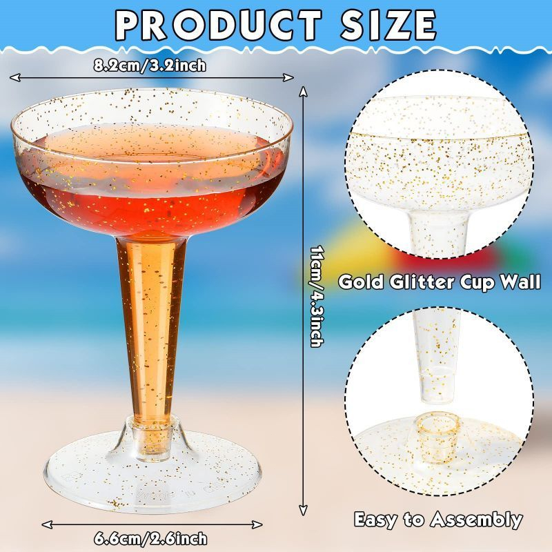 10pcs Gelas Champagne Disposable Goblet Glass 120ml Champagne Glass Gelas Koktail Plastik