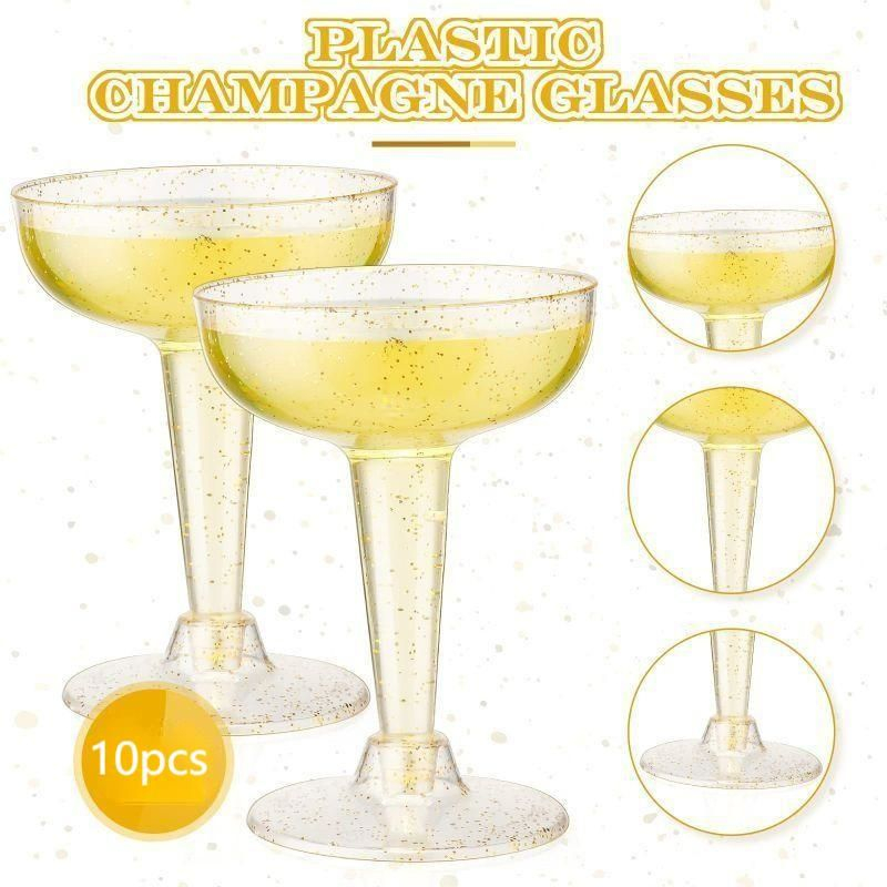 10pcs Gelas Champagne Disposable Goblet Glass 120ml Champagne Glass Gelas Koktail Plastik