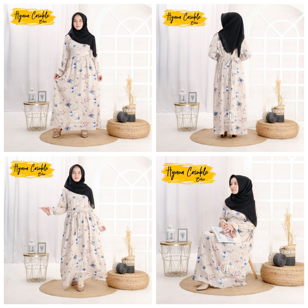 GAMIS TERBARU HYUNA CRINKLE DRESS BY HANNAYA