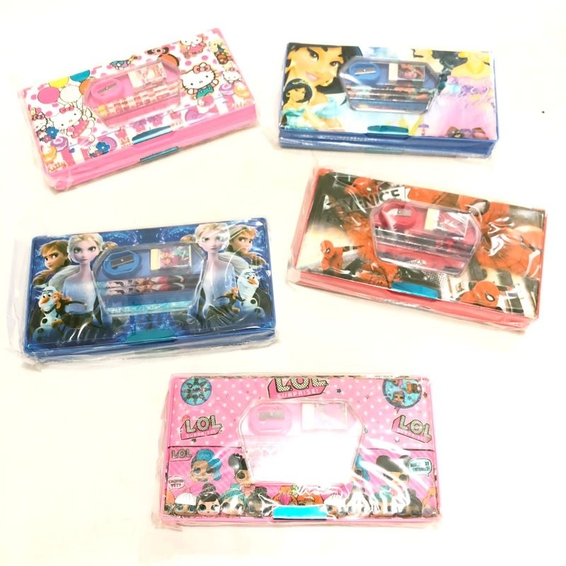 CC-1022 Kotak Pensil Set / Pencil Case / Dosgrip Pensil Penghapus Penggaris Rautan Tempat Pensil Magnet