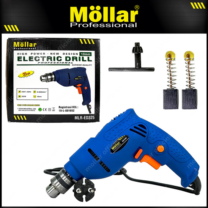 MOLLAR MLR-ED325 320 Watt MESIN BOR LISTRIK REVERSIBLE 10 MM ELECTRIC DRILL Watt Kecil Power Full