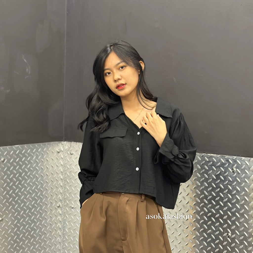 ASOKA Molly Shirt 2186 - Blouse Polos Atasan Wanita - Kemeja Crop Wanita